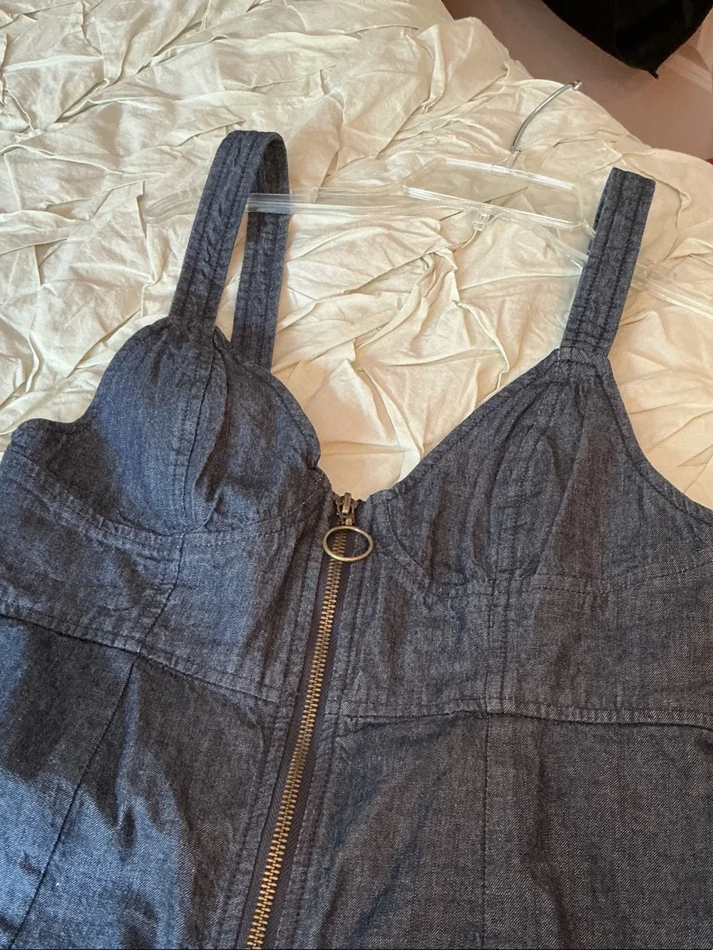 Free People Denim Zip-Front Mini Dress